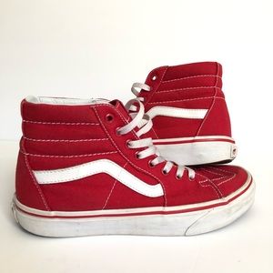 Vans Off The Wall High Top Skateboard Shoes, Red and White